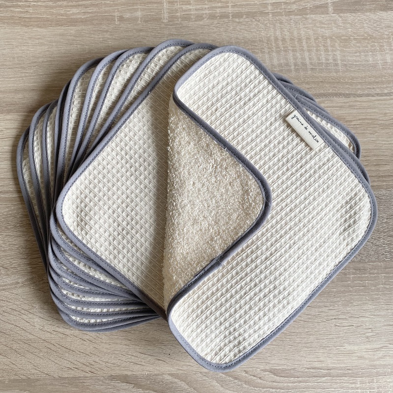 Essuie-tout / lingettes lavables 10pc - coton bio gauffré (copie)