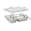 Plateau de cantine avec couvercle - 4 compartiments - Inox