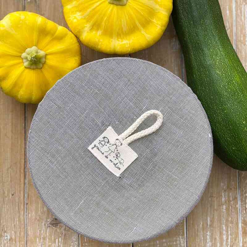 Washable linen bowl cover Grey - Ø21cm