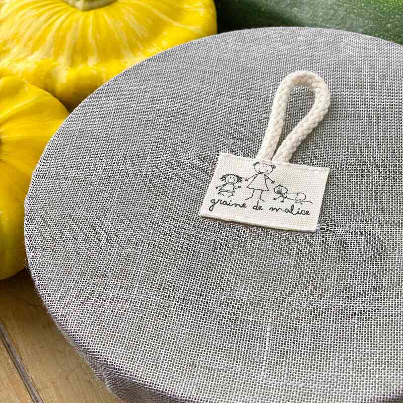 Washable linen bowl cover Grey - Ø27cm