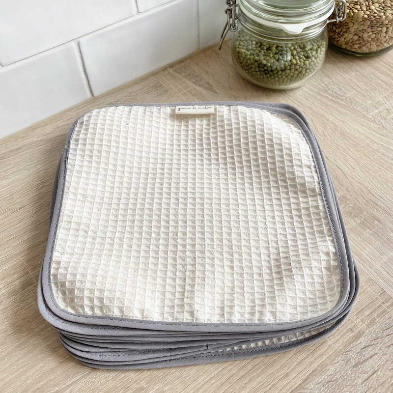 Essuie-tout / lingettes lavables 10pc - coton bio gaufré - NOUVEAU