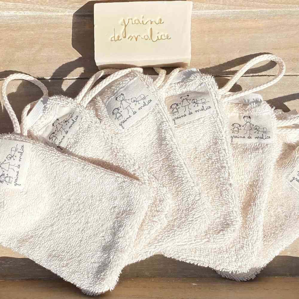 Double-sided soap pouch in organic cotton