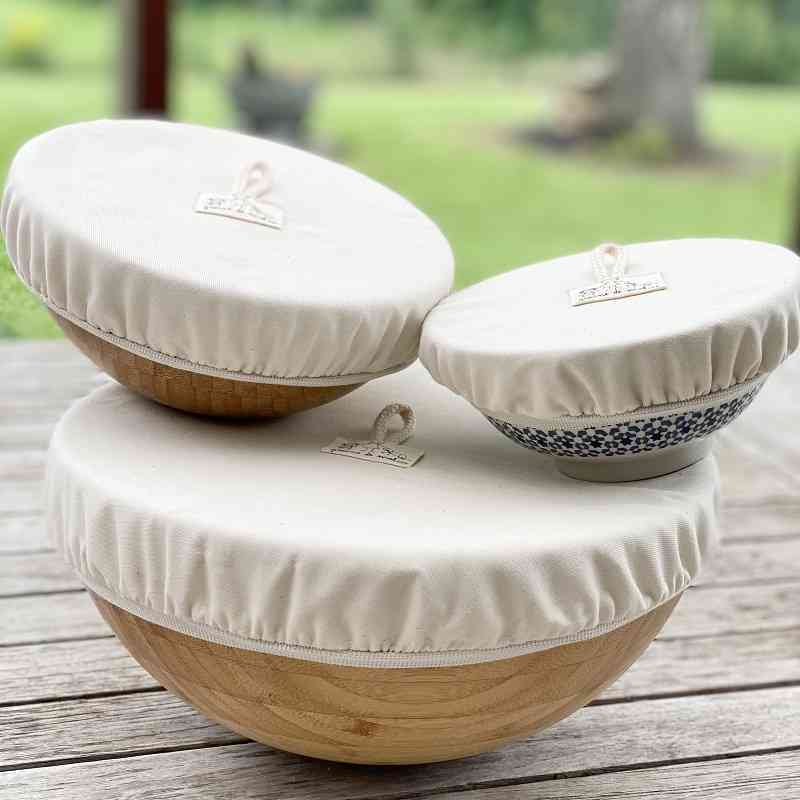 Trio de couvre-plats lavables et imperméables - Ø21cm - 27cm - 33cm