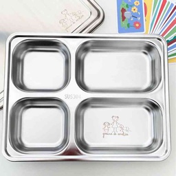 [COLL001] Canteen tray with lid - 4 compartments - Stainless steel